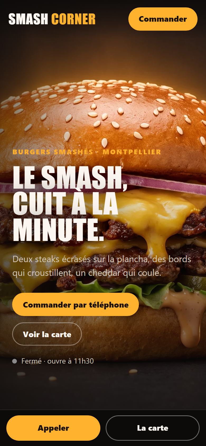 Le même site Smash Corner affiché sur un téléphone.